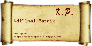 Kálnai Patrik névjegykártya